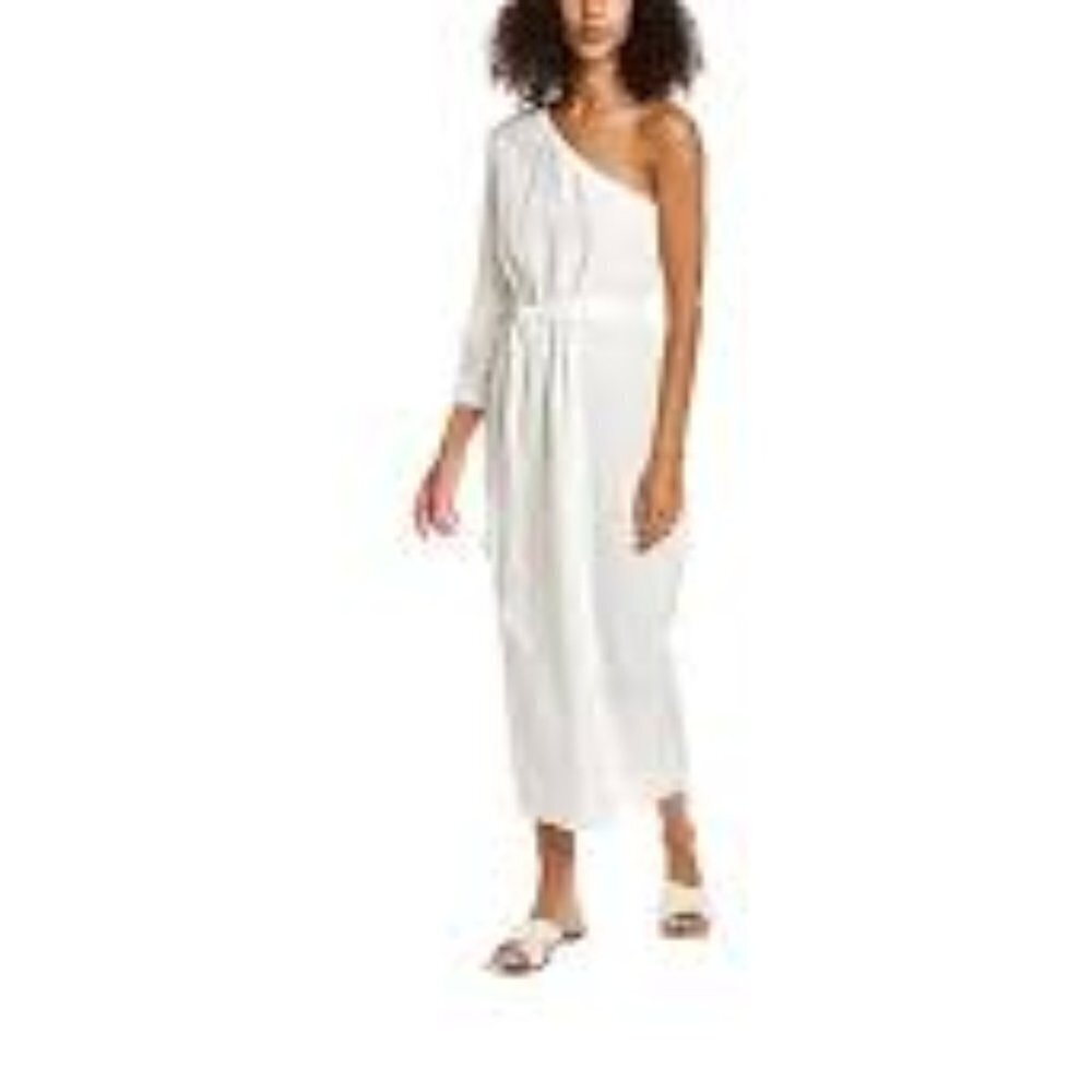 ✅ NWT‎ Monrow Women's Gauze One Shoulder Tie Dress SMALL
